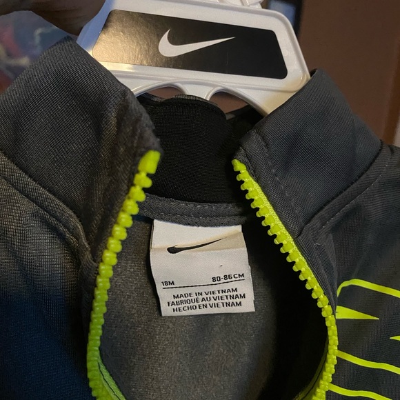 Nike Gray and Black Tracksuit with Neon Yellow Zipper - Picture 3 of 4